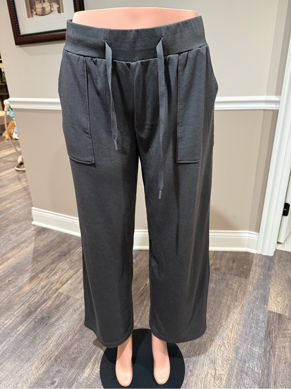 Cozy Earth Women's Charcoal Knit Wide-Leg Drawstring Pants